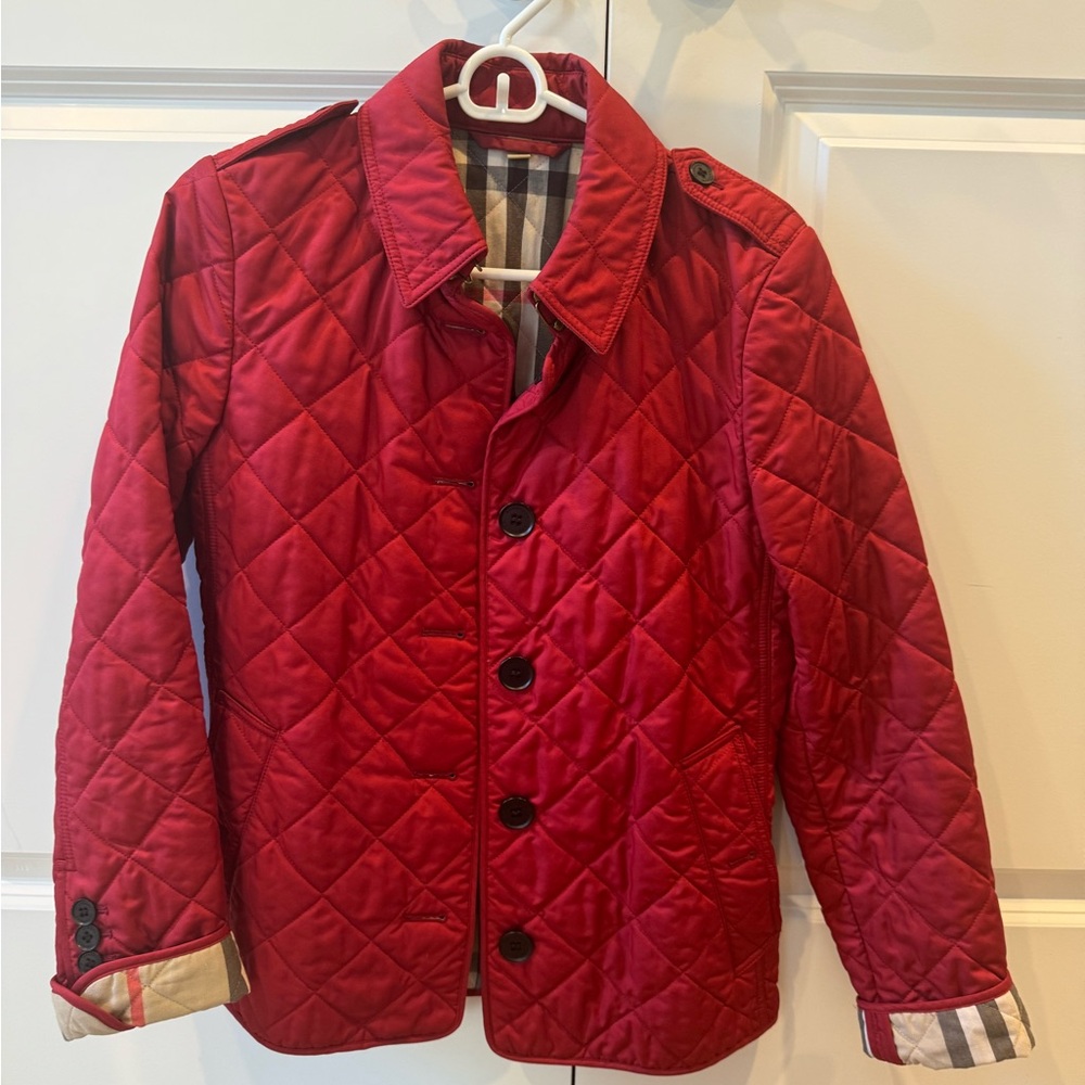 Burberry Size Small Petite Red Quilted Jacket